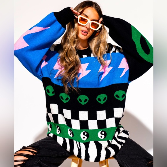Dressed in LALA Sweaters - Dressed in LALA Wonderstruck Bubble Sleeve Sweater